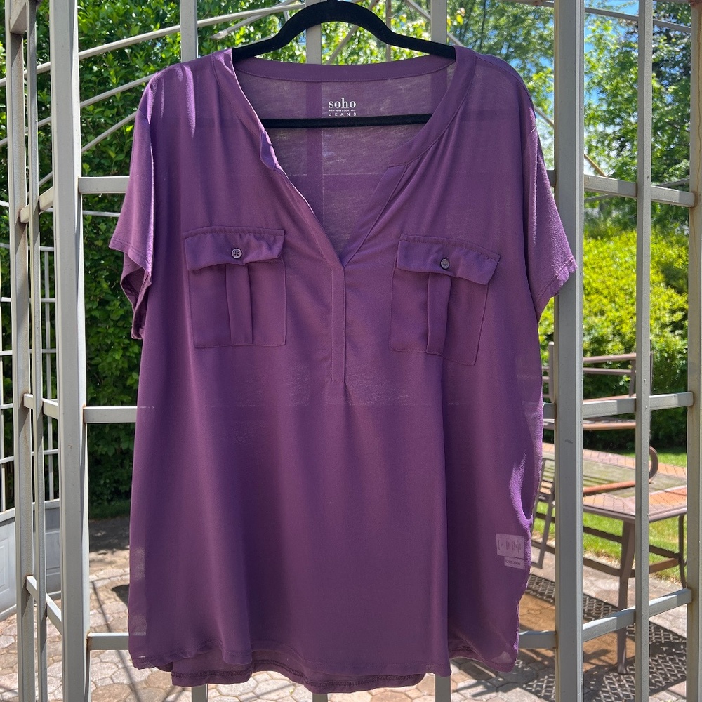 NWT NY&Co Double Pocket Knit Top - Size XL